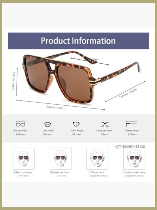 Polarized Square Retro Sunglasses, Plastic Frame, UV Protection